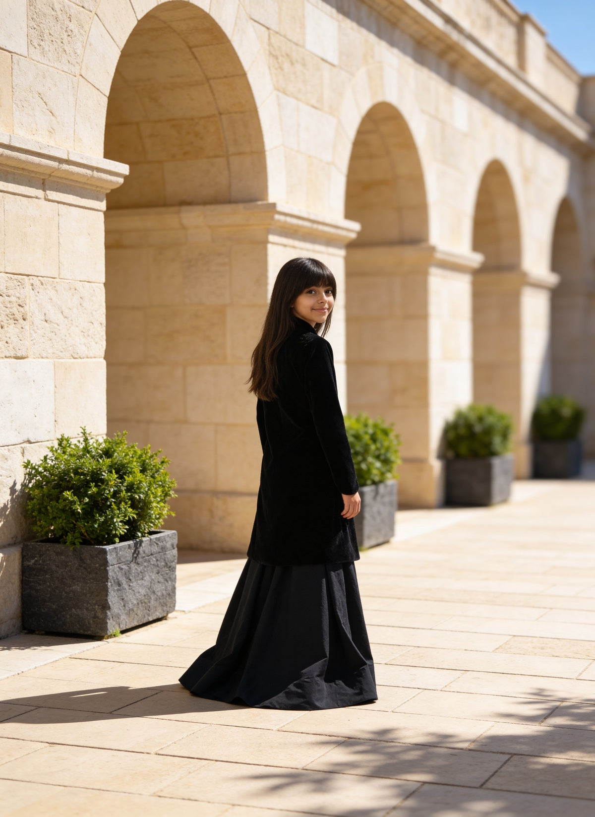 Black Embroidered Long Jacket with Lehenga