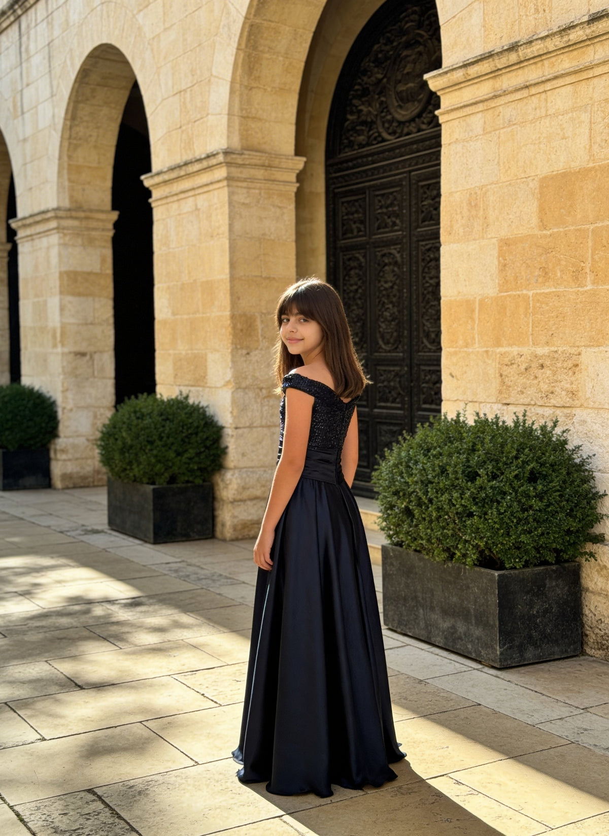Black Sequence embroidery Gown