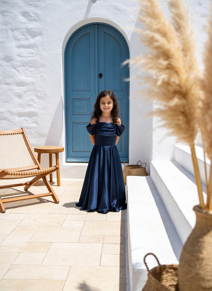 Blue Sequence embroidery Gown