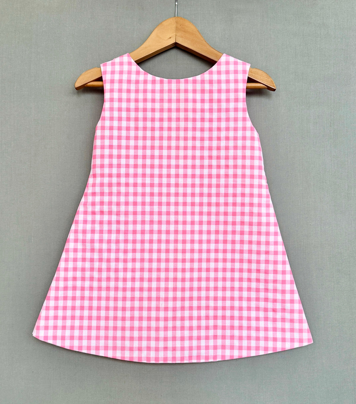 Gingham Checks A-line dress with applique work