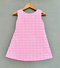 Gingham Checks A-line dress with applique work