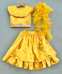 Golden Yellow Lehenga Set with Pearl & Sequin Embroidery