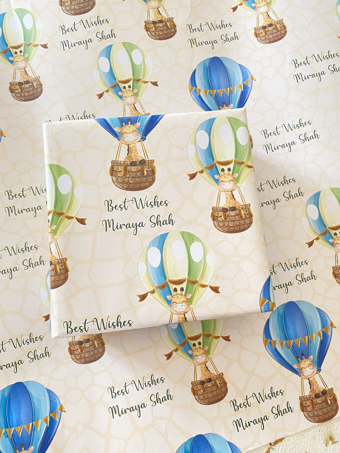 Giraffe Balloon Adventures Wrapping Paper