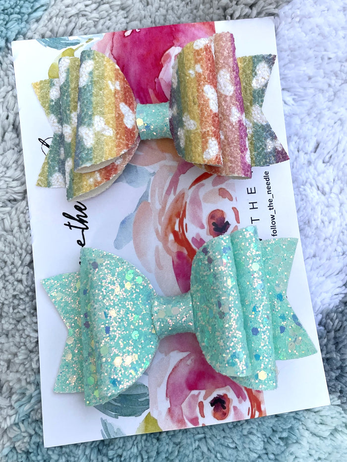 Faux Leather Butterfly Glitter Hairbow