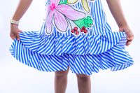 Stripe Dress with Canvas Flowers