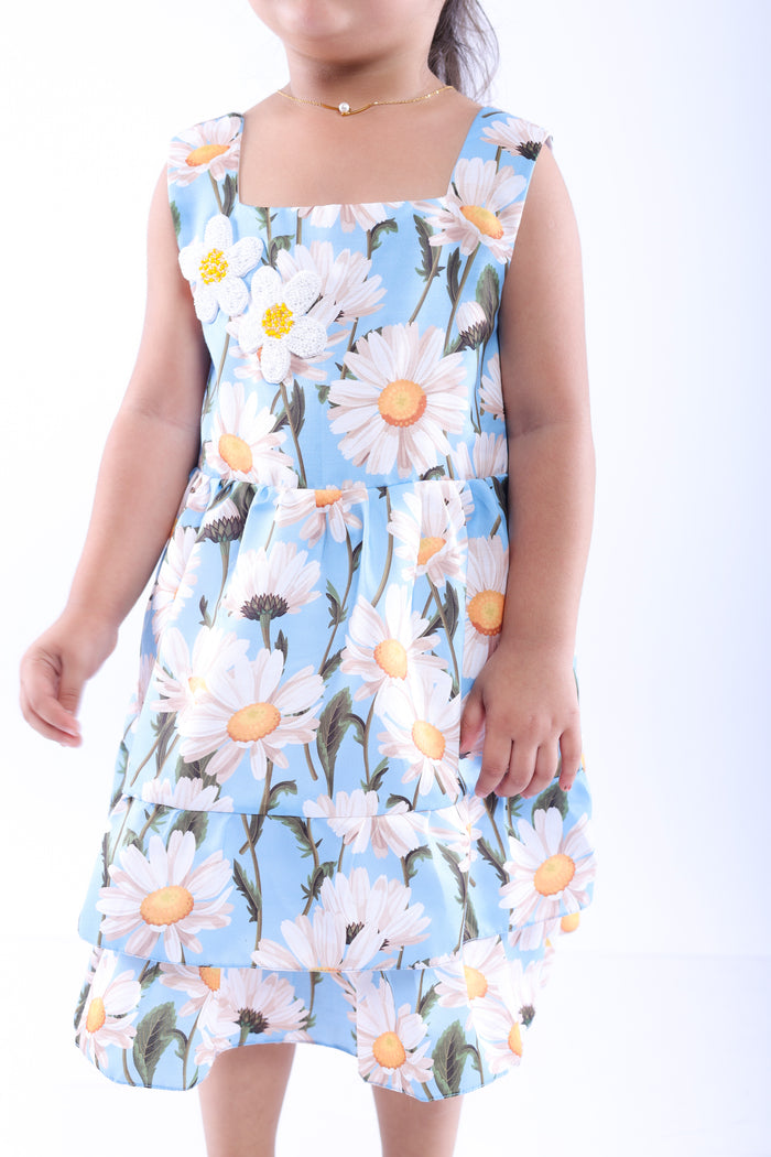 Blue and White Daisy Dress