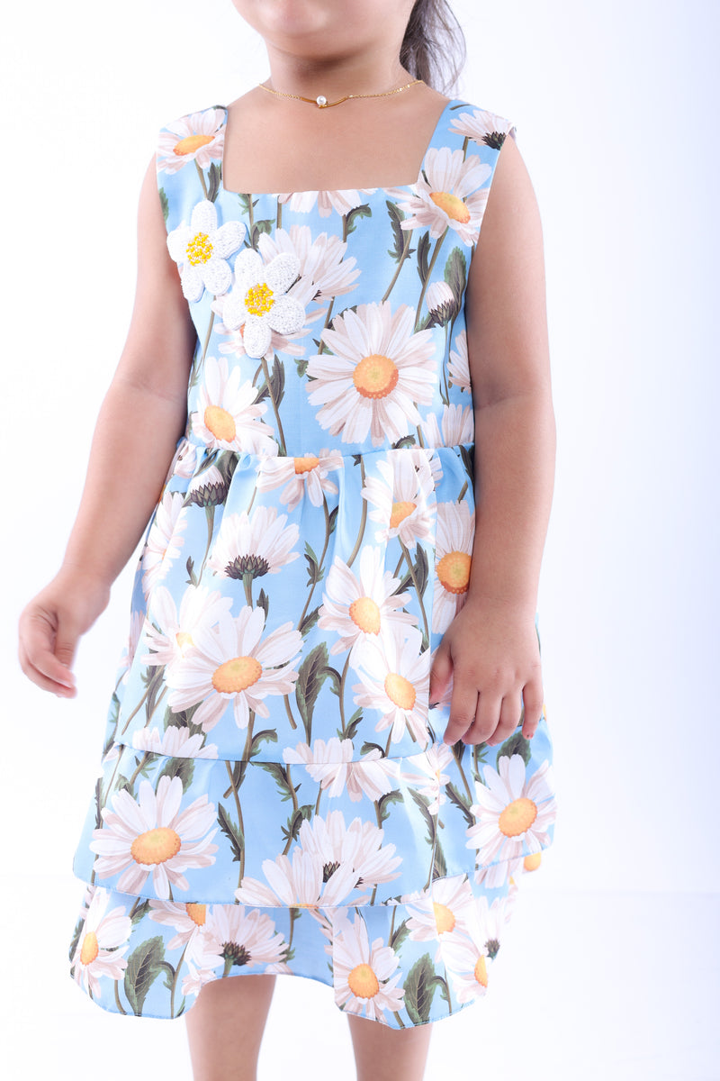 Blue and White Daisy Dress