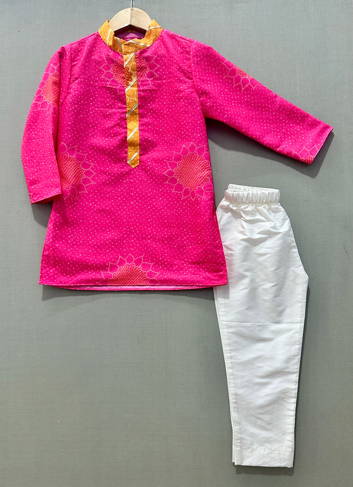 Pink Bandhni Kurta Set with Pant