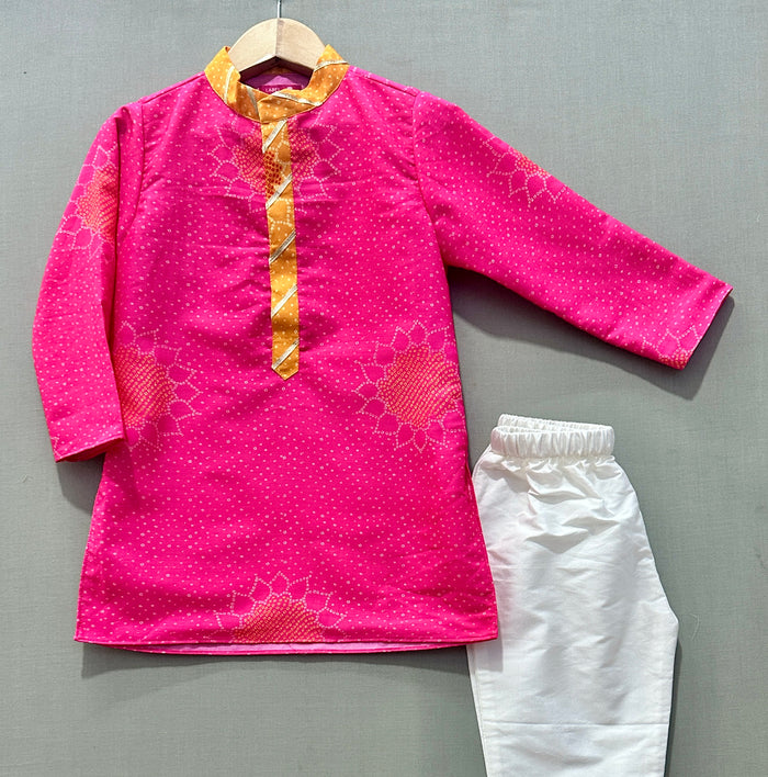 Pink Bandhni Kurta Set with Pant