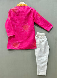 Pink Bandhni Kurta Set with Pant