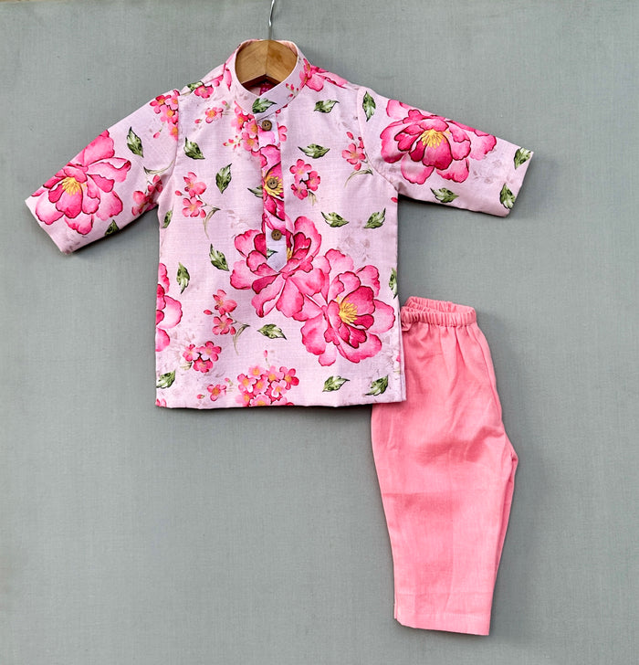 Pink Floral Kurta with Pant