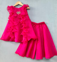 Bright Pink Co-ord Set with Heart applique