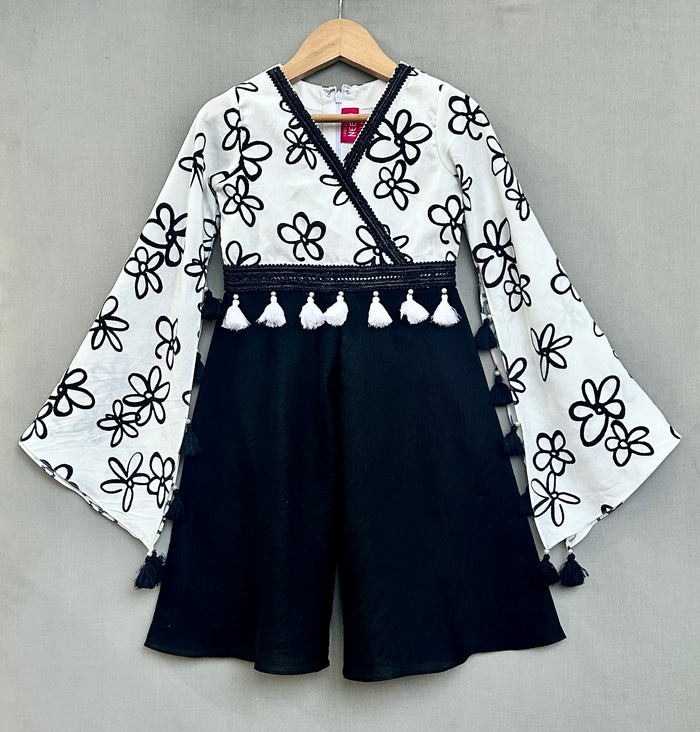 Stylish Black & White Floral Jumpsuit