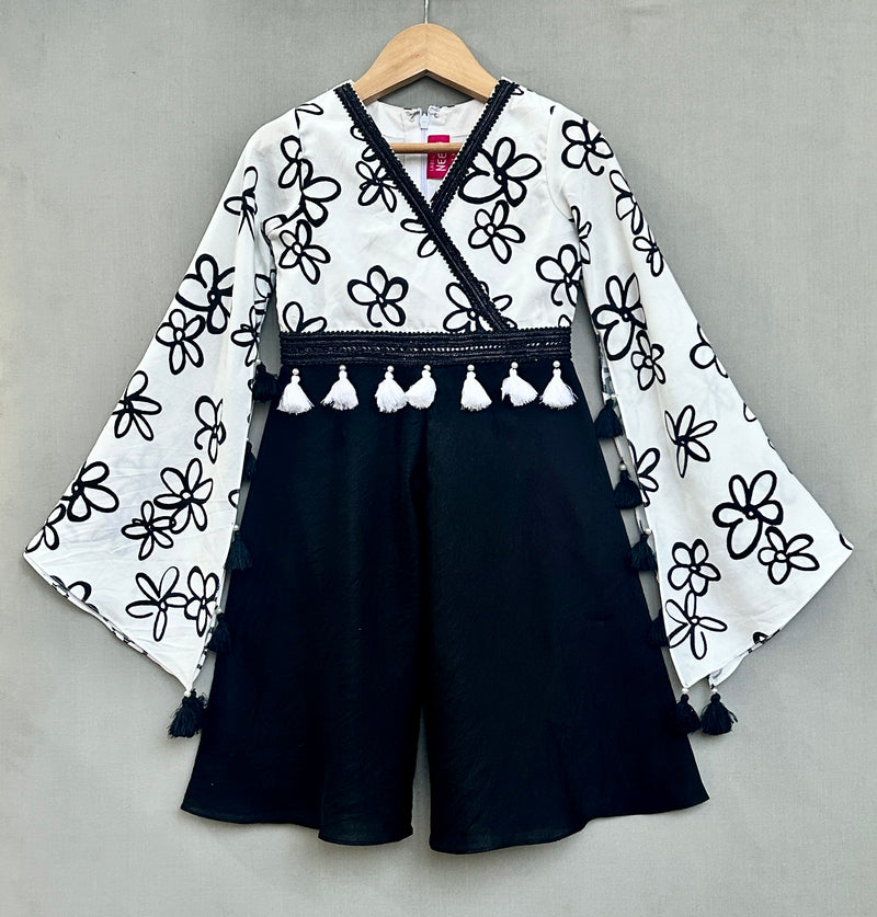 Stylish Black & White Floral Jumpsuit