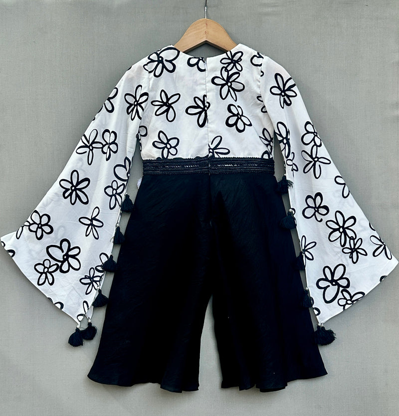 Stylish Black & White Floral Jumpsuit