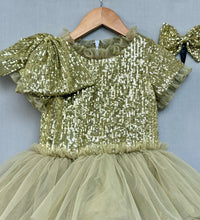 Dazzling Green & Gold Sequin Gown