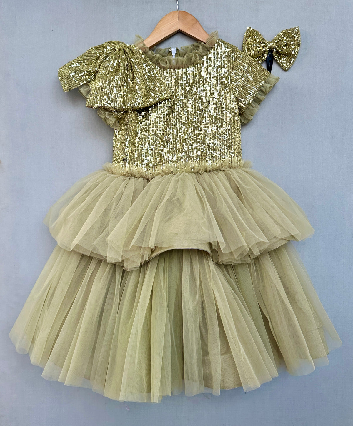 Dazzling Green & Gold Sequin Gown