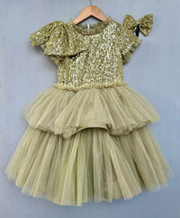 Dazzling Green & Gold Sequin Gown