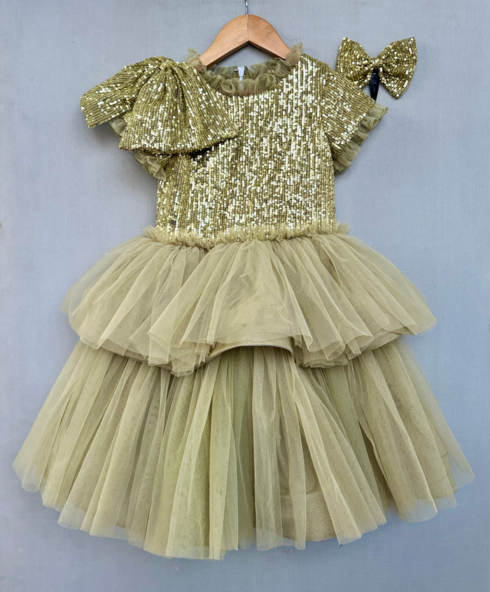 Dazzling Green & Gold Sequin Gown