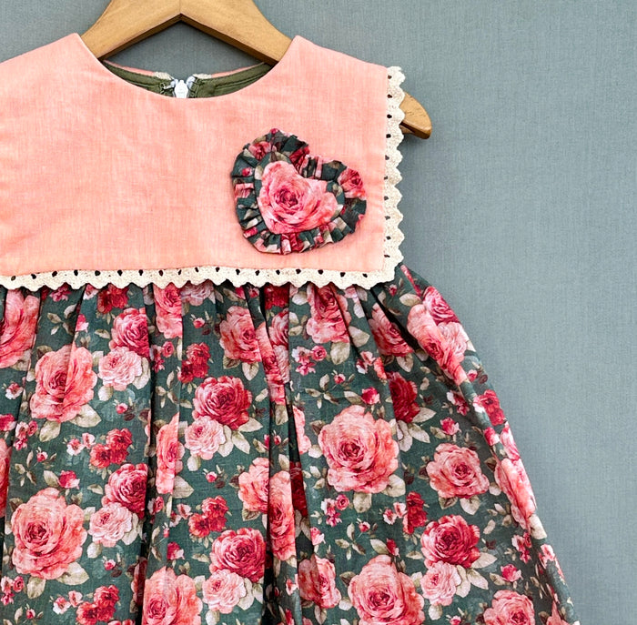 Vintage Floral Dress with Sailor Collar