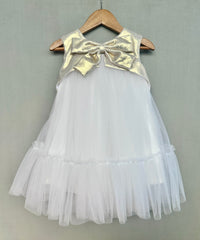 Soft layered net dress with Gold bow
