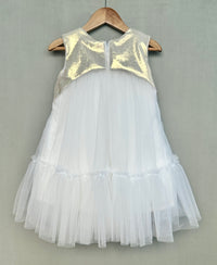 Soft layered net dress with Gold bow