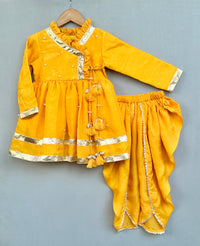 Yellow Angrakha Style Kurti with Matching Dhoti