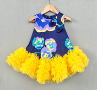 Navy Blue & Yellow Floral Tutu Dress