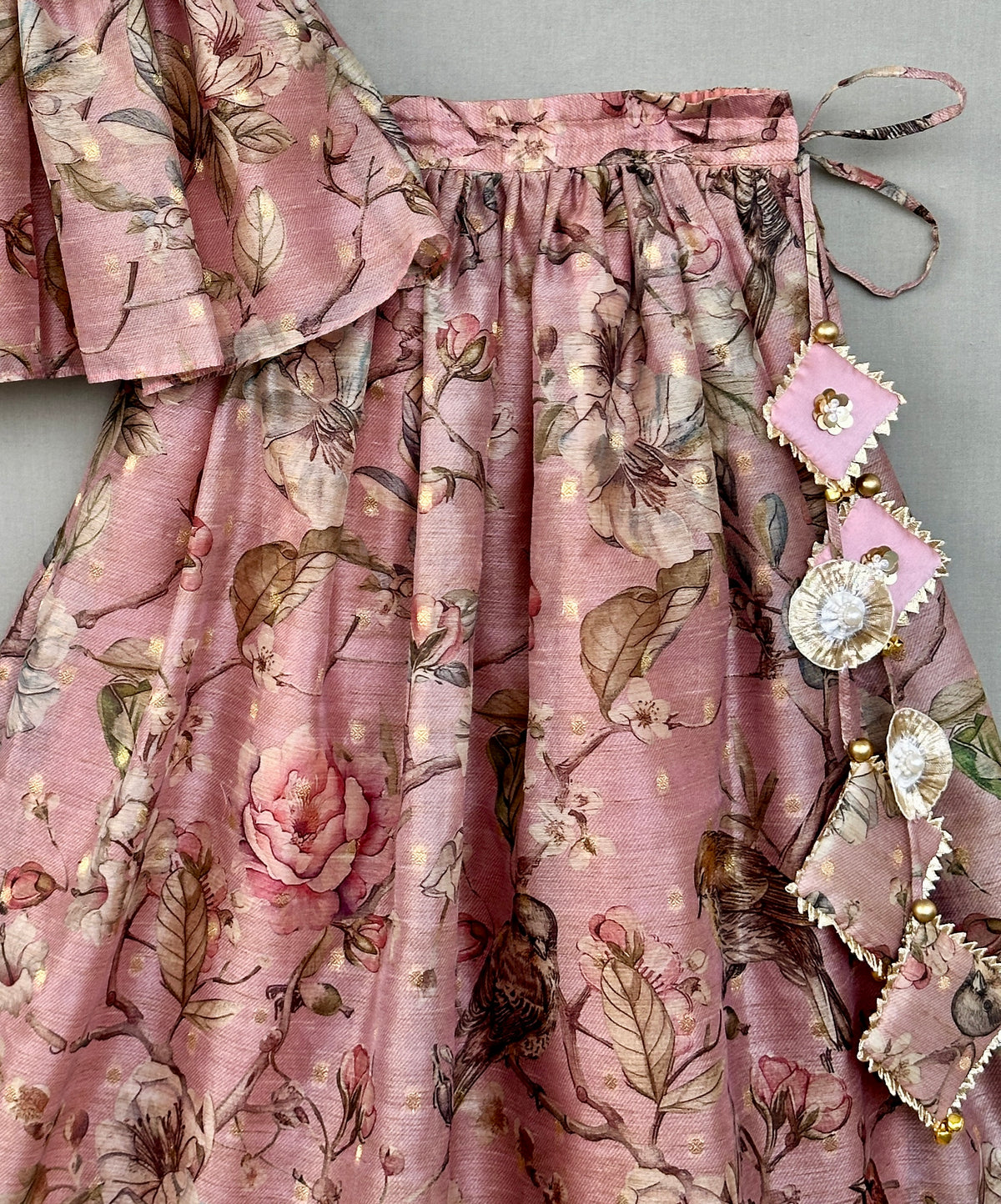 Embroidered Blush Pink Floral Lehenga Set