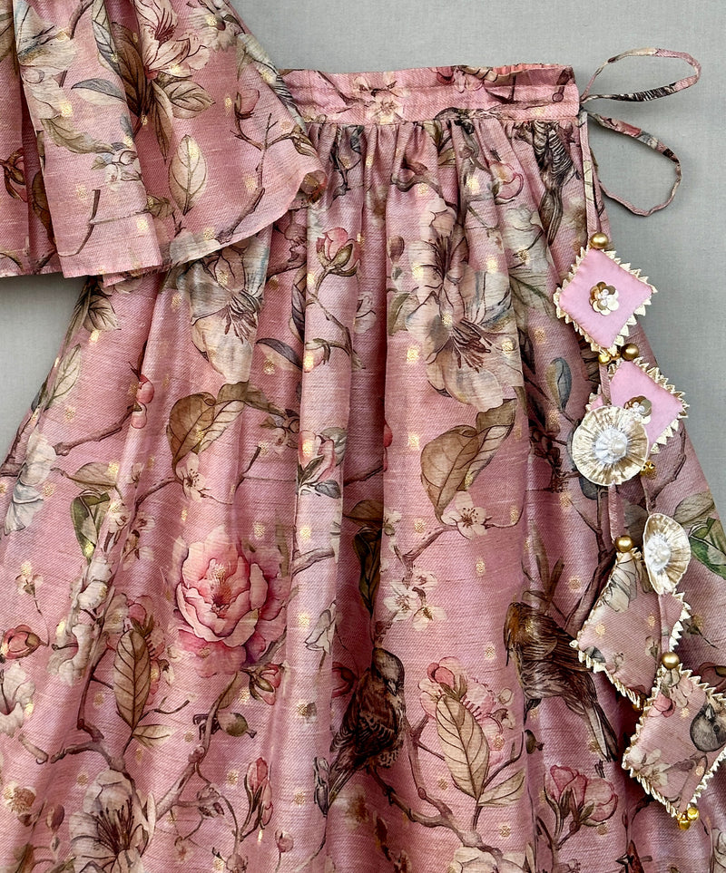 Embroidered Blush Pink Floral Lehenga Set
