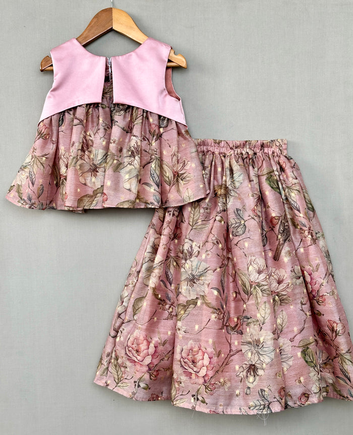 Embroidered Blush Pink Floral Lehenga Set