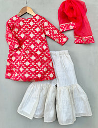 Embroidered Brocade Kurti with Patiala & Dupatta