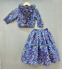 Blue Floral Co-ord Set with ruffles