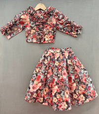 Multicolour Floral Co-ord Set with ruffles