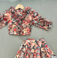 Multicolour Floral Co-ord Set with ruffles