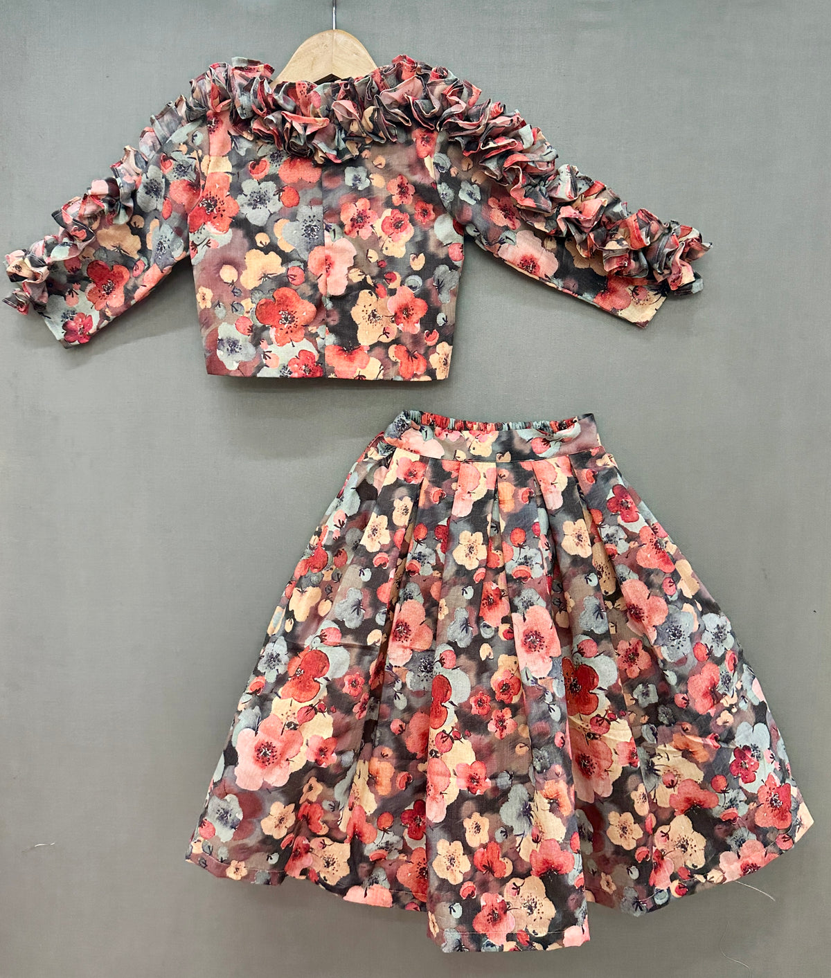 Multicolour Floral Co-ord Set with ruffles