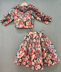 Multicolour Floral Co-ord Set with ruffles