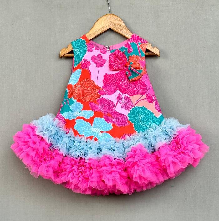 Multicolour Abstract Printed Tutu Dress