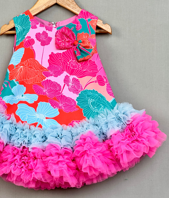 Multicolour Abstract Printed Tutu Dress