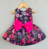 Signature Flaired Dress in Black Floral Organza Print
