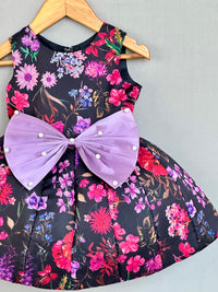 Signature Flaired Dress in Black Floral Organza Print