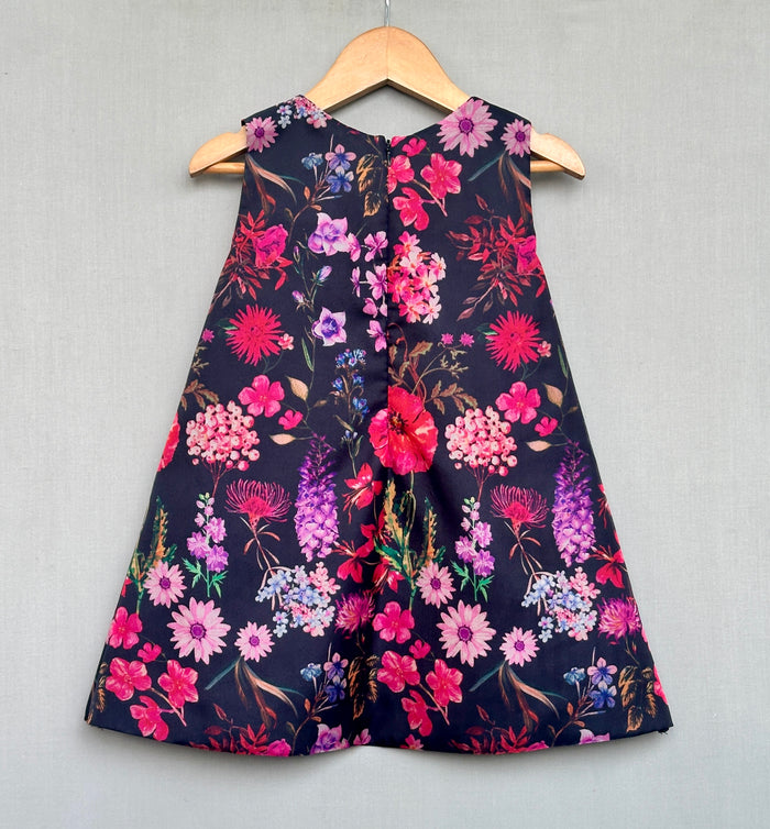 Floral Aline Dress with Hot Pink Bow