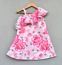 Light Pink Floral One Shoulder Dress