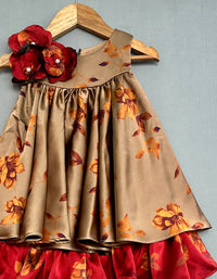 Double Layered Floral Dress with Handmade flowers
