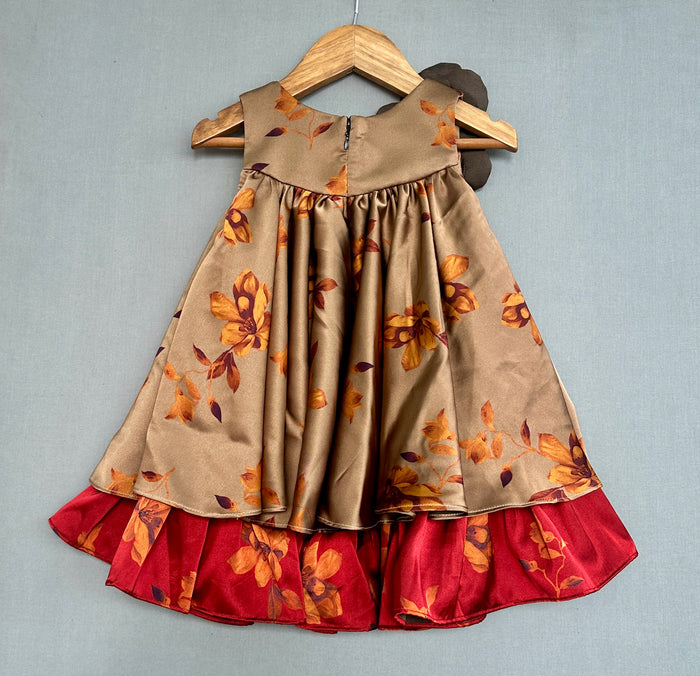 Double Layered Floral Dress with Handmade flowers