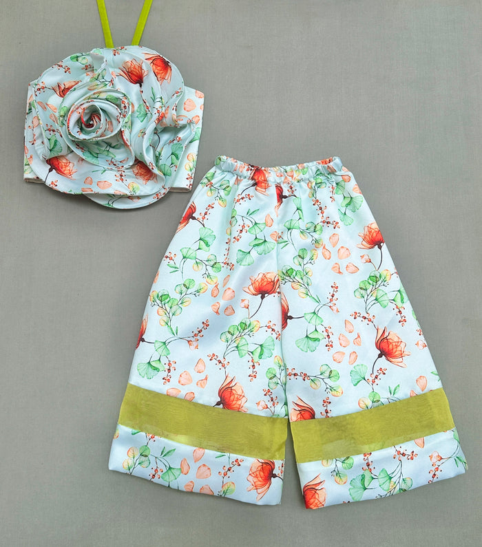 Floral Print Co-ord Set with 3D Flower