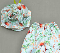 Floral Print Co-ord Set with 3D Flower