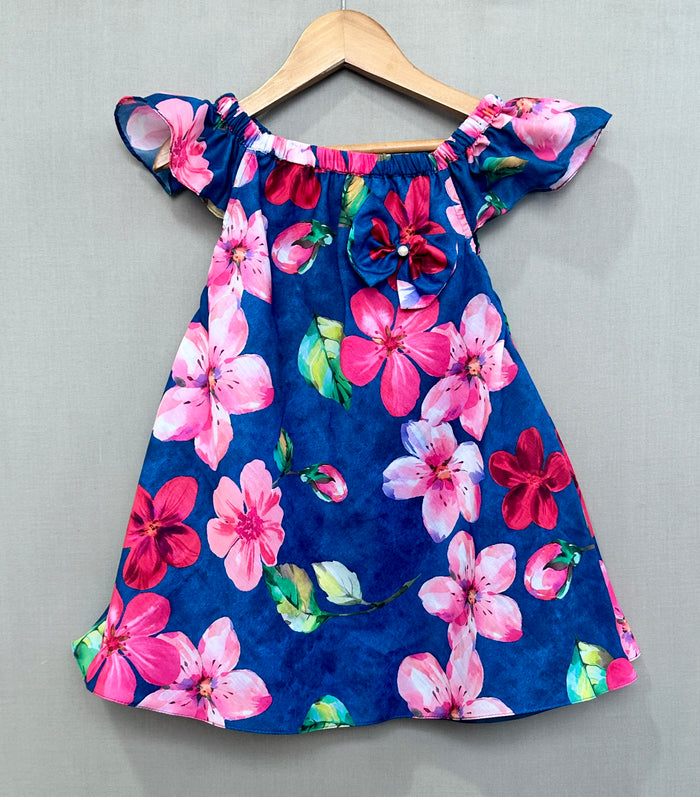 Navy Floral Printed Dress