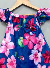 Navy Floral Printed Dress