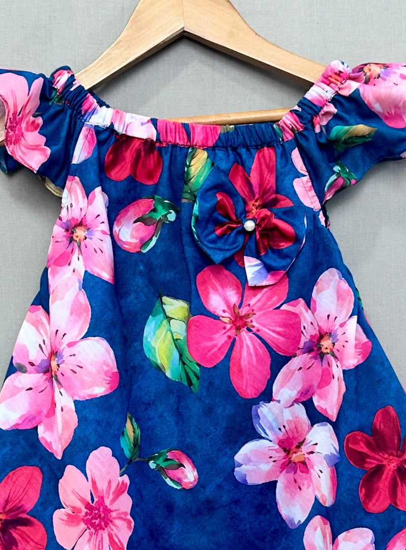 Navy Floral Printed Dress